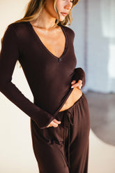 Henley Top Baby Ribbed in Toasted / Skatie Sale