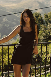 Icon Mini Dress in Black Linen / Skatie Online Shop