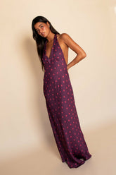 Goldie Maxi Dress Satin in Dottie / Skatie Outlets