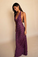 Goldie Maxi Dress Satin in Dottie / Skatie Outlets