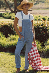 Poppy Full Length Overalls in Blue Gingham / Skatie US