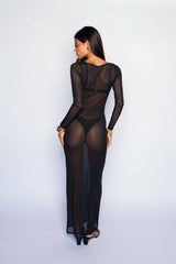 Beck Maxi Dress Mesh in Black / Skatie Online