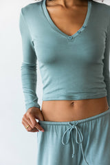 Henley Top Baby Ribbed in Sage / Skatie Discount