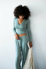 Henley Top Baby Ribbed in Sage / Skatie Discount