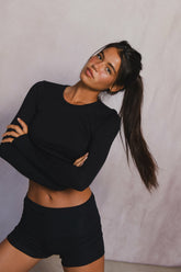 Erica Top Baby Ribbed in Black / Skatie Sale