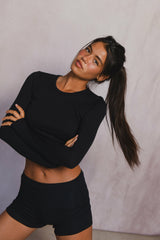 Erica Top Baby Ribbed in Black / Skatie Sale