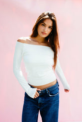 Brandy Top Jersey in White / Skatie Discount