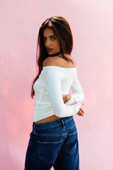 Brandy Top Jersey in White / Skatie Discount