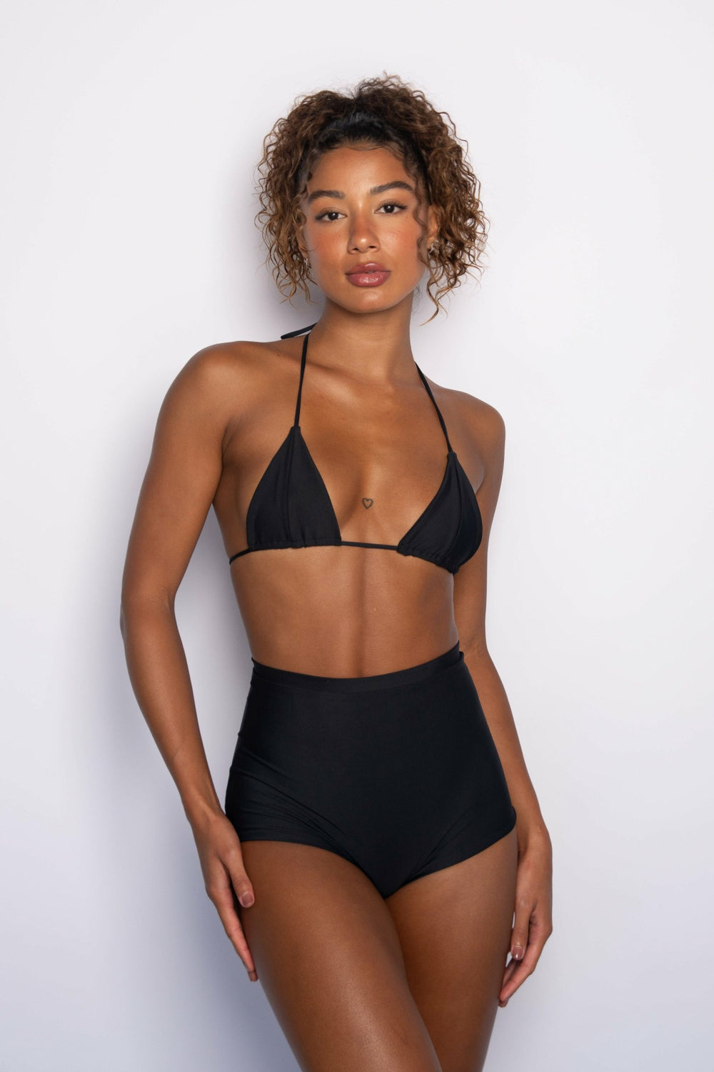High Waist Bardot Bottom in Black / Skatie Online