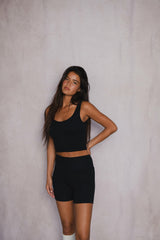Baby Ribbed Bike Short in Black / Skatie Sale