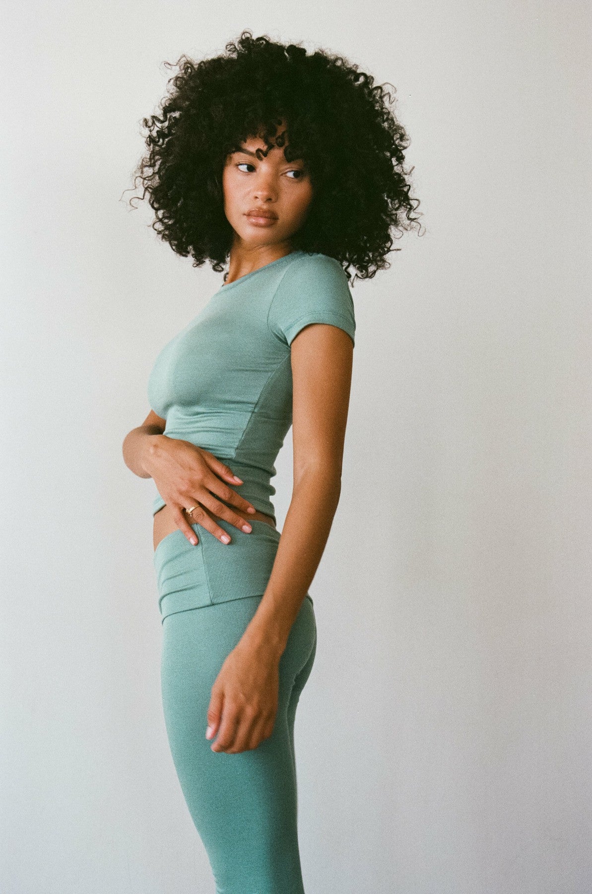 Britney Pants Baby Ribbed in Sage / Skatie Online