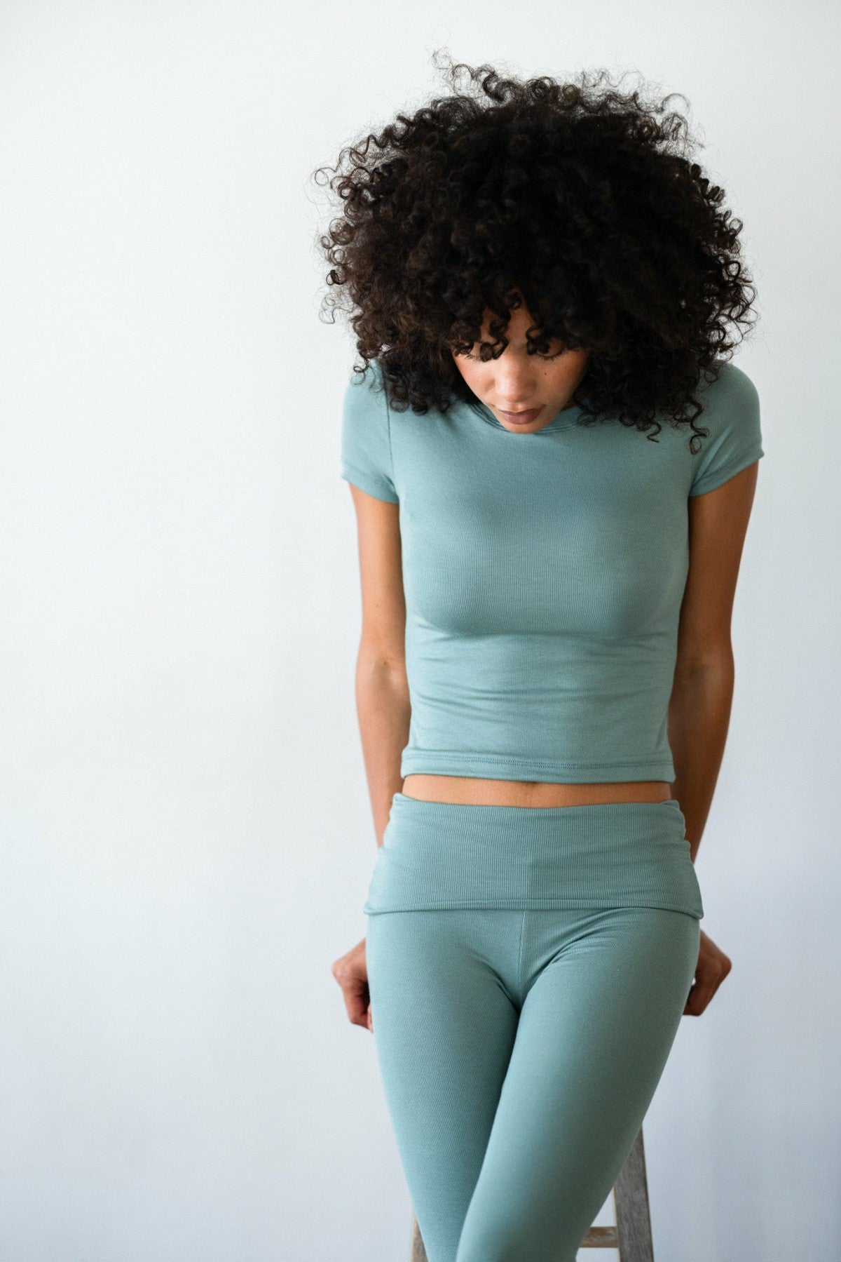 Britney Pants Baby Ribbed in Sage / Skatie Online