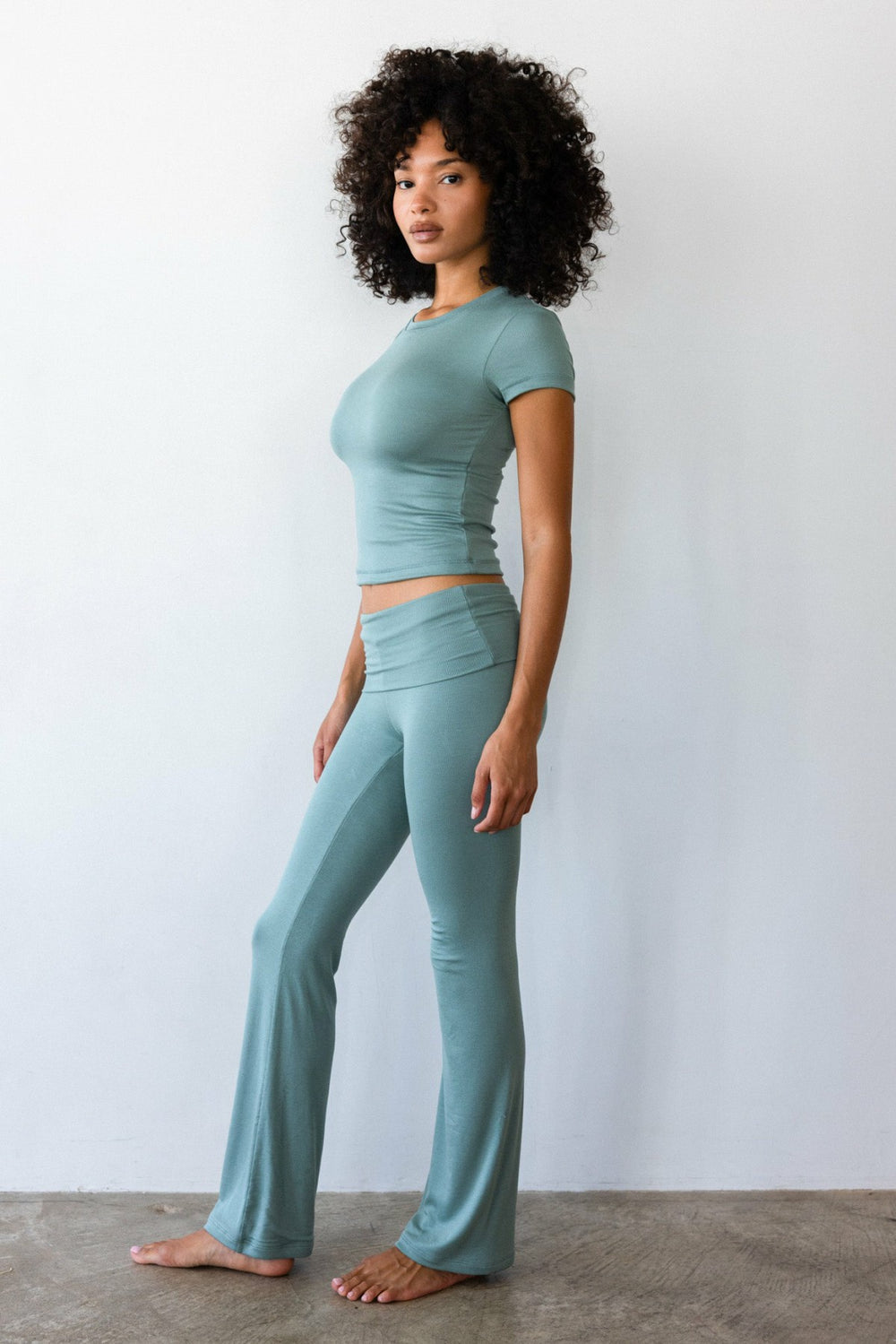 Britney Pants Baby Ribbed in Sage / Skatie Online