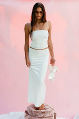 Billie Maxi Skirt Jersey in White / Skatie Sale