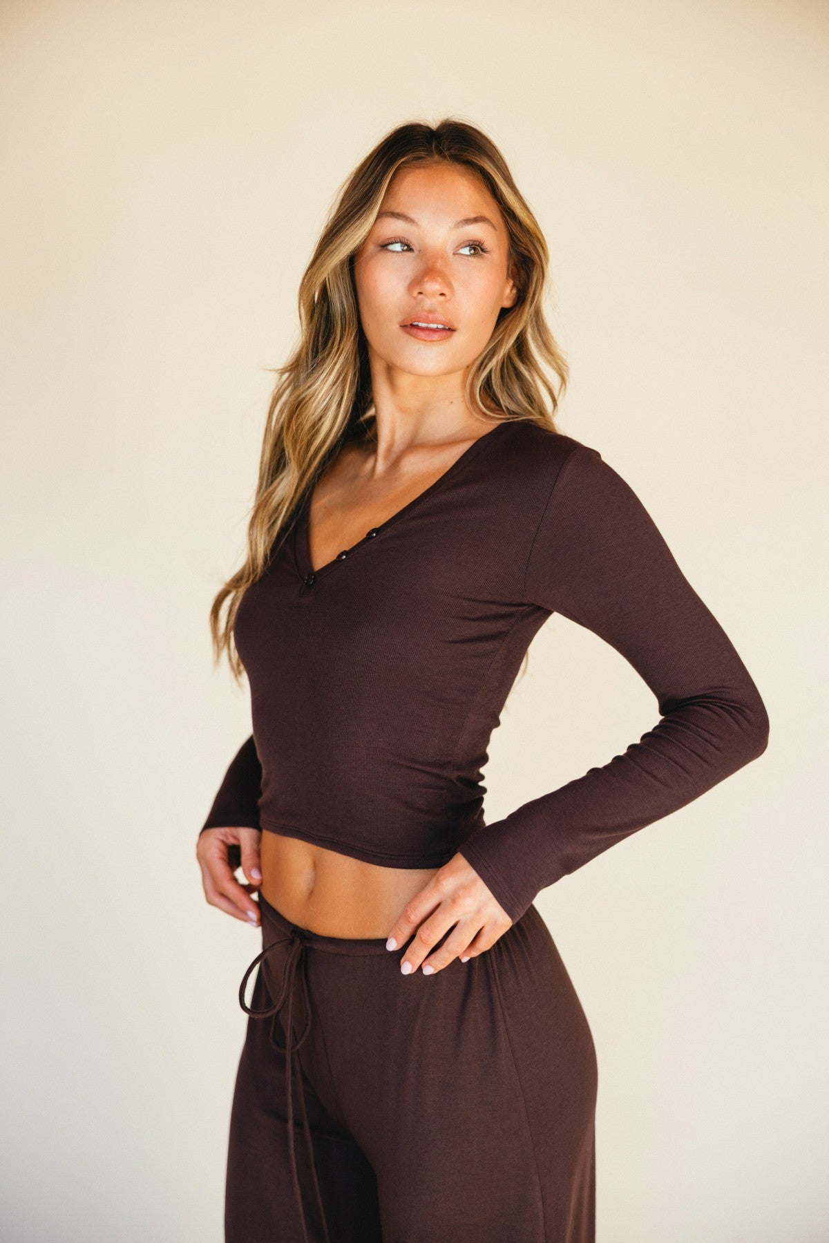 Henley Top Baby Ribbed in Toasted / Skatie Sale