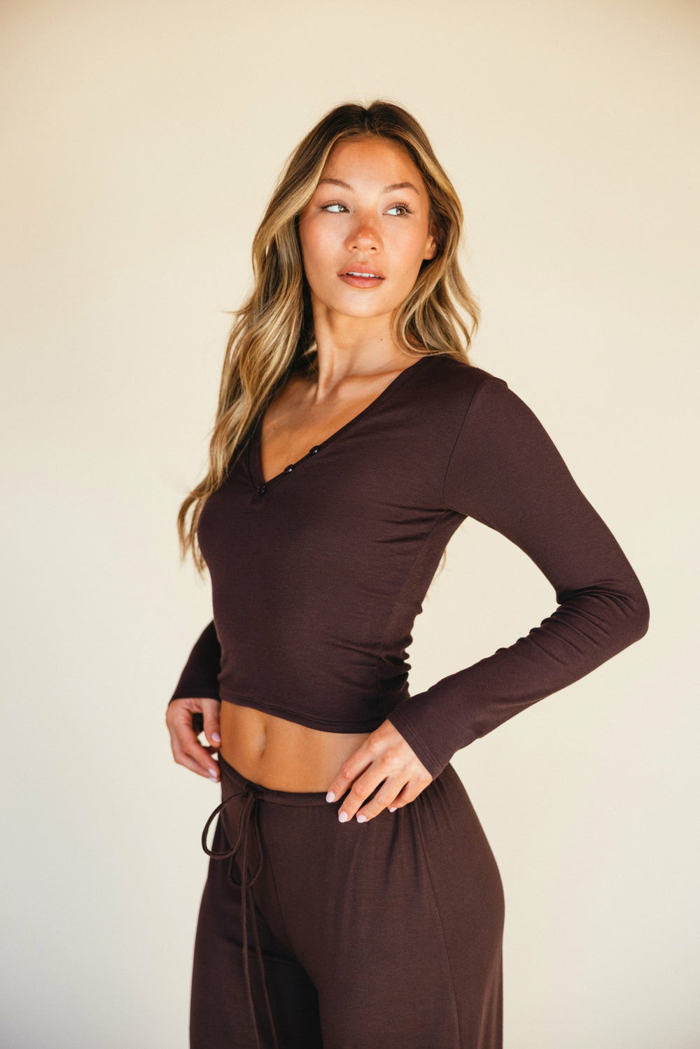 Henley Top Baby Ribbed in Toasted / Skatie Sale