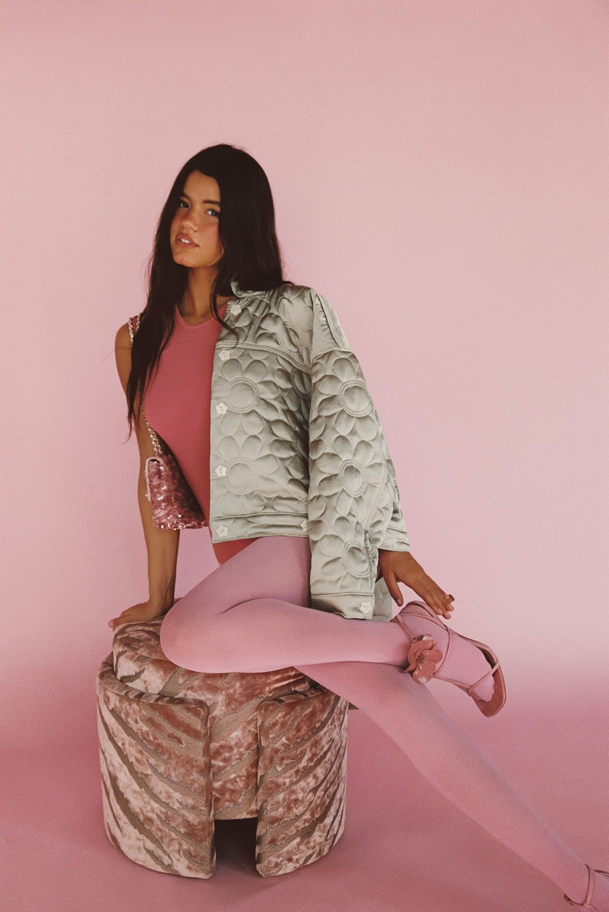Quilted Bomber Jacket in Daisy / Skatie Discount
