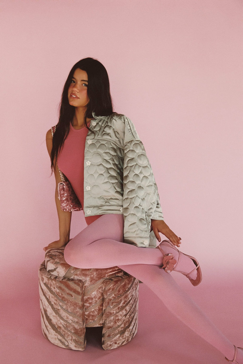Quilted Bomber Jacket in Daisy / Skatie Discount