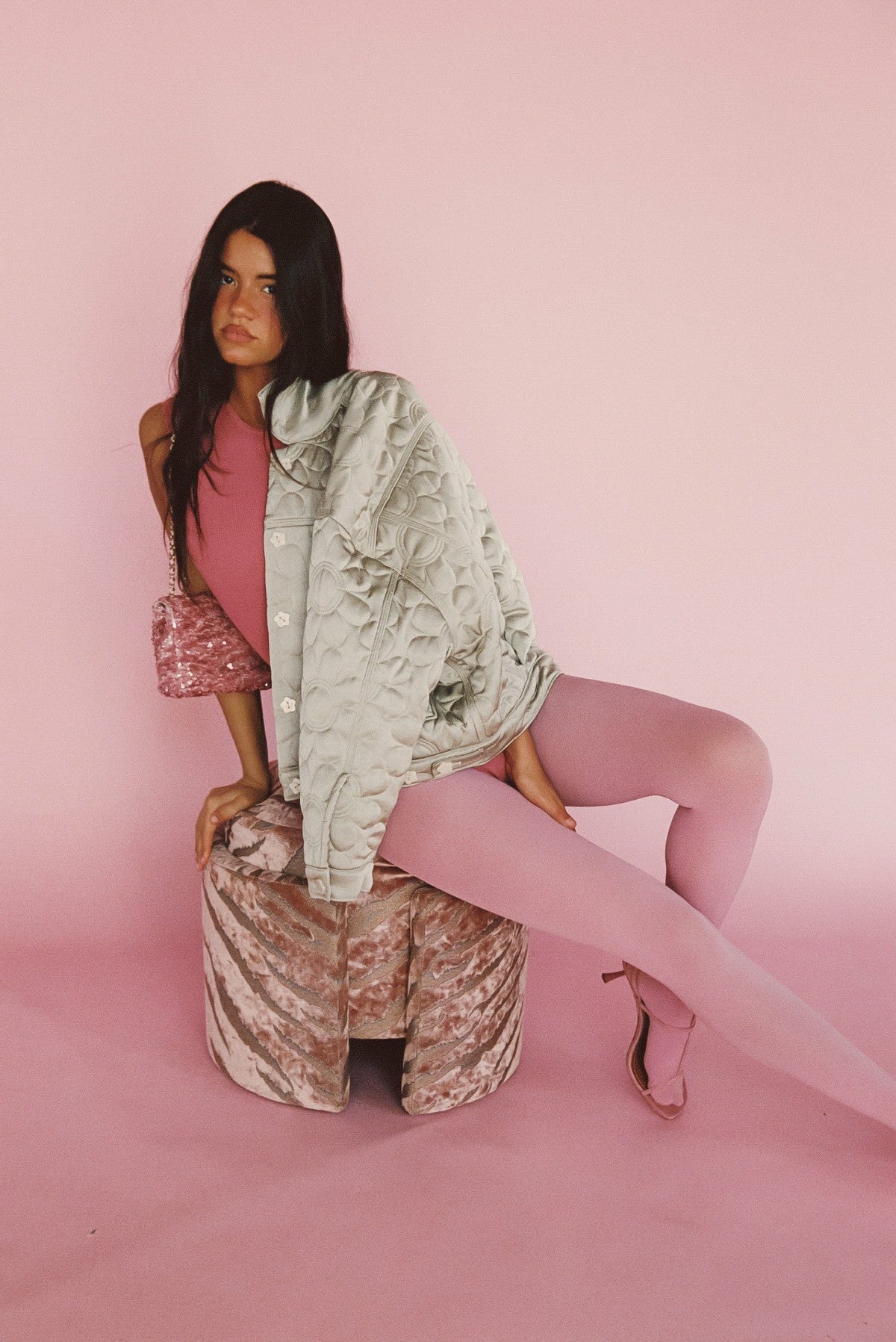 Quilted Bomber Jacket in Daisy / Skatie Discount