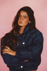Denim Puffer Jacket in Raw Denim / Skatie Online Shop