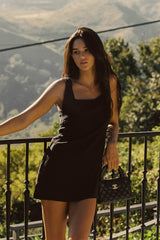 Icon Mini Dress in Black Linen / Skatie Online Shop