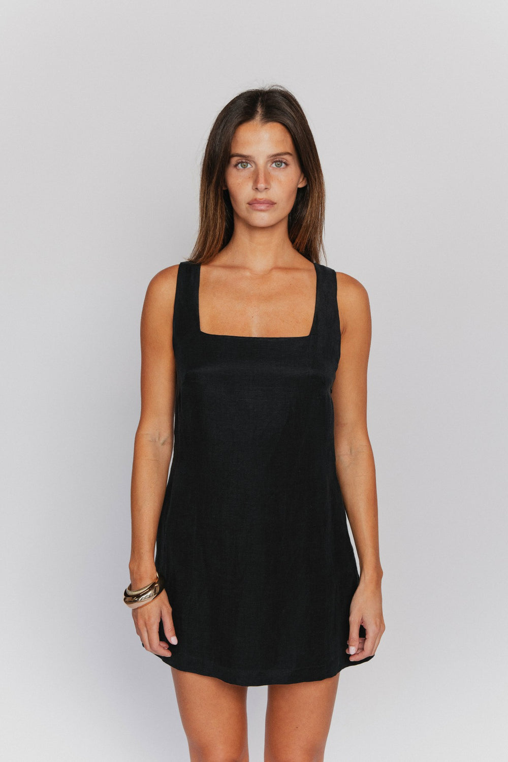 Icon Mini Dress in Black Linen / Skatie Online Shop