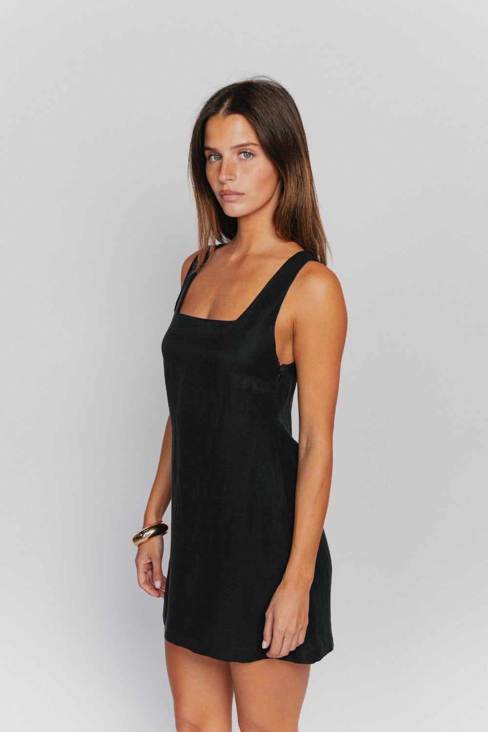 Icon Mini Dress in Black Linen / Skatie Online Shop