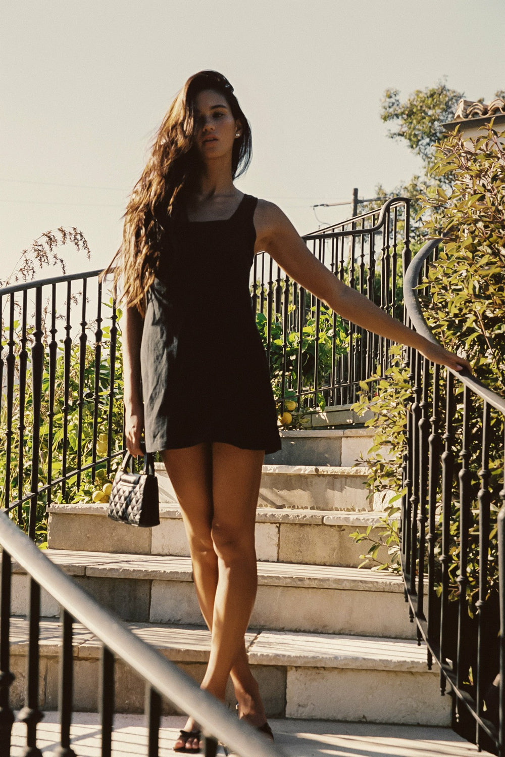 Icon Mini Dress in Black Linen / Skatie Online Shop