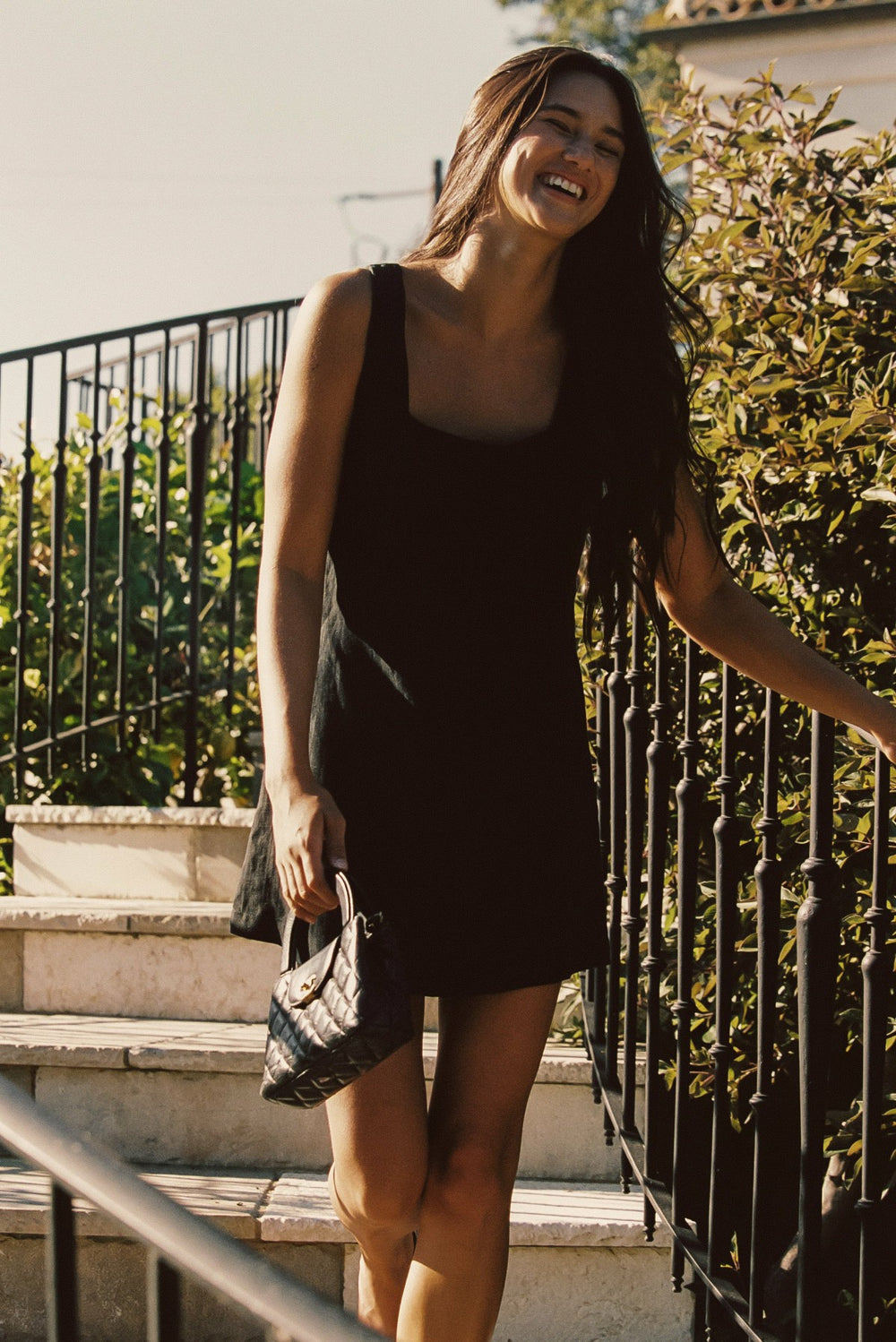 Icon Mini Dress in Black Linen / Skatie Online Shop