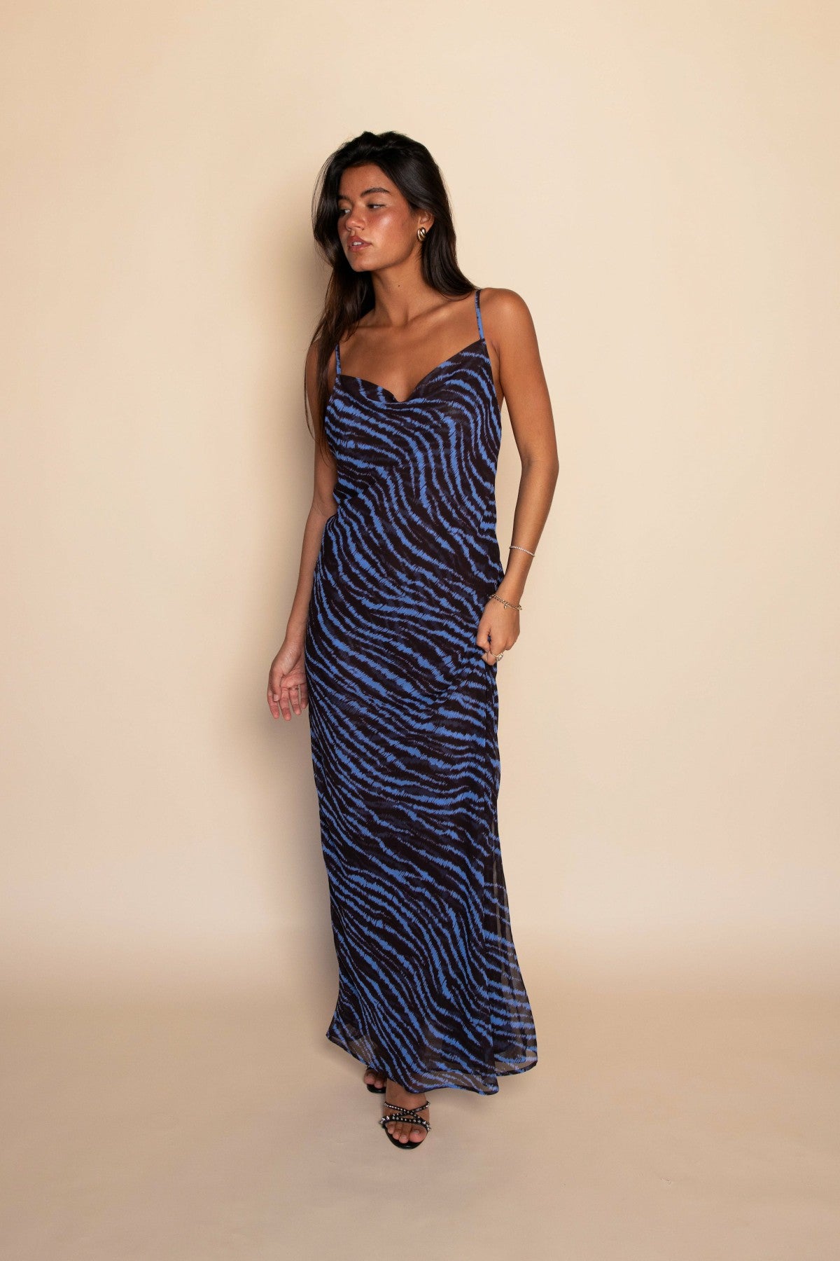 Samantha Maxi Dress Chiffon in Lynx / Skatie US