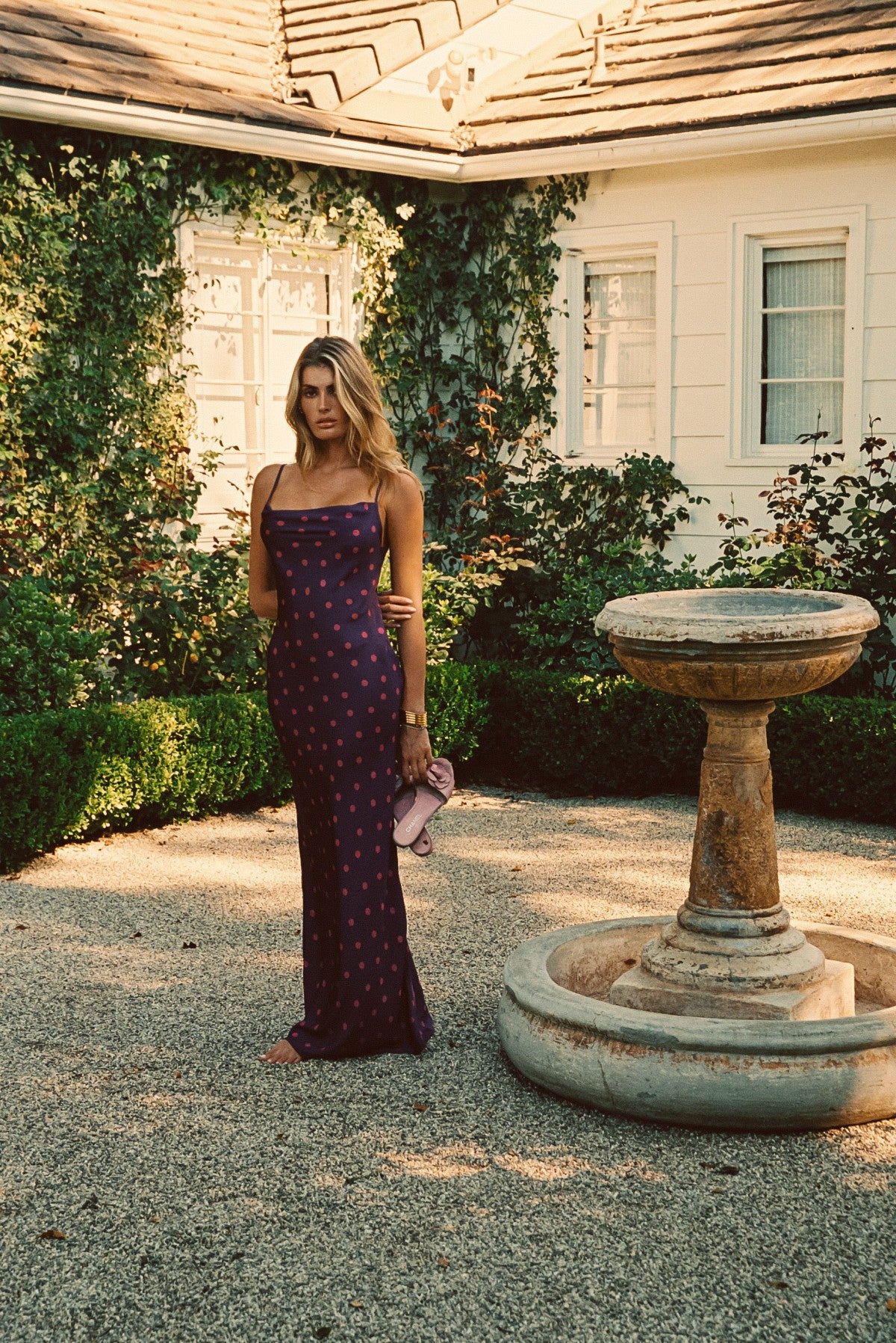 Samantha Maxi Dress Satin in Dottie / Skatie Discount