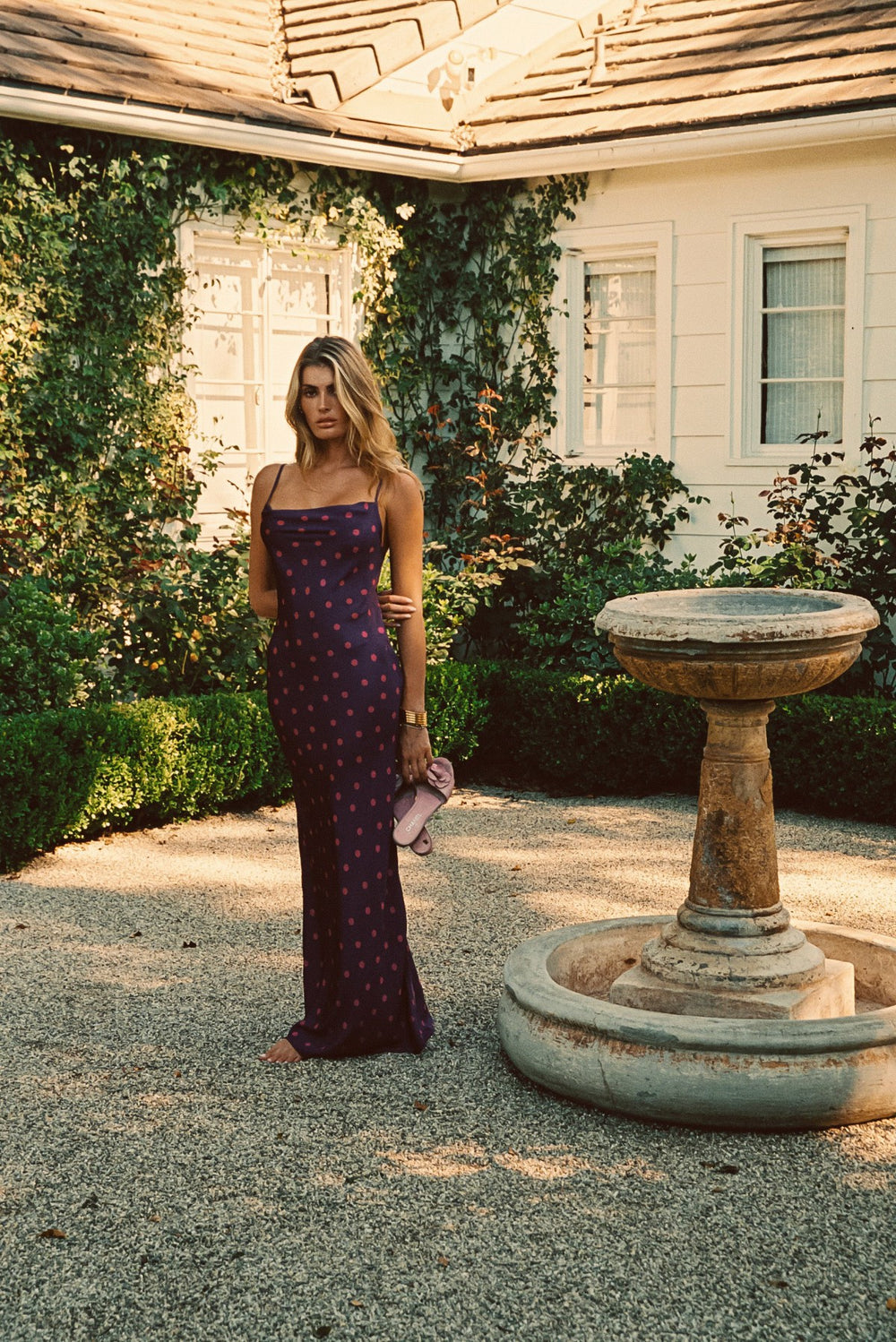Samantha Maxi Dress Satin in Dottie / Skatie Discount