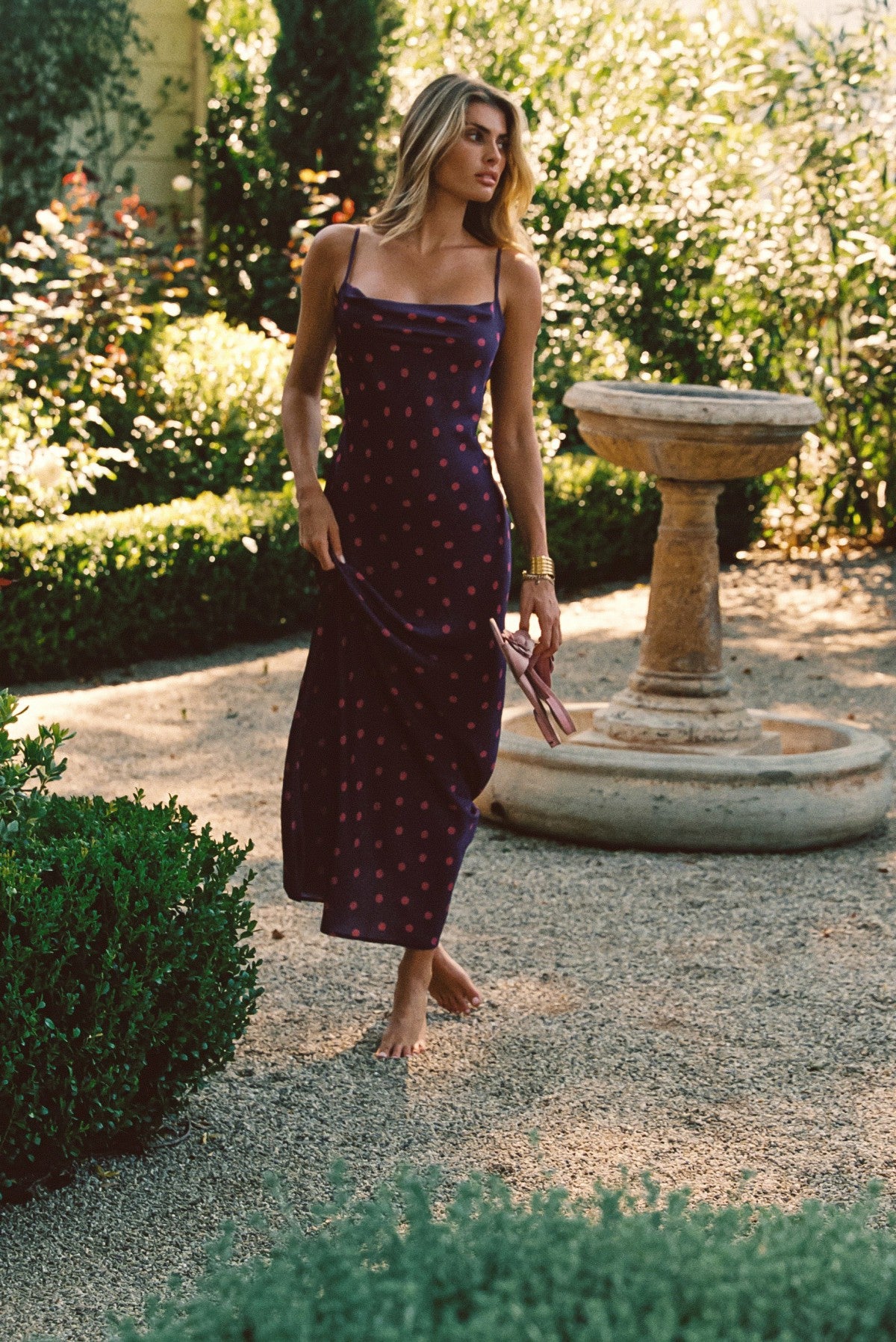 Samantha Maxi Dress Satin in Dottie / Skatie Discount