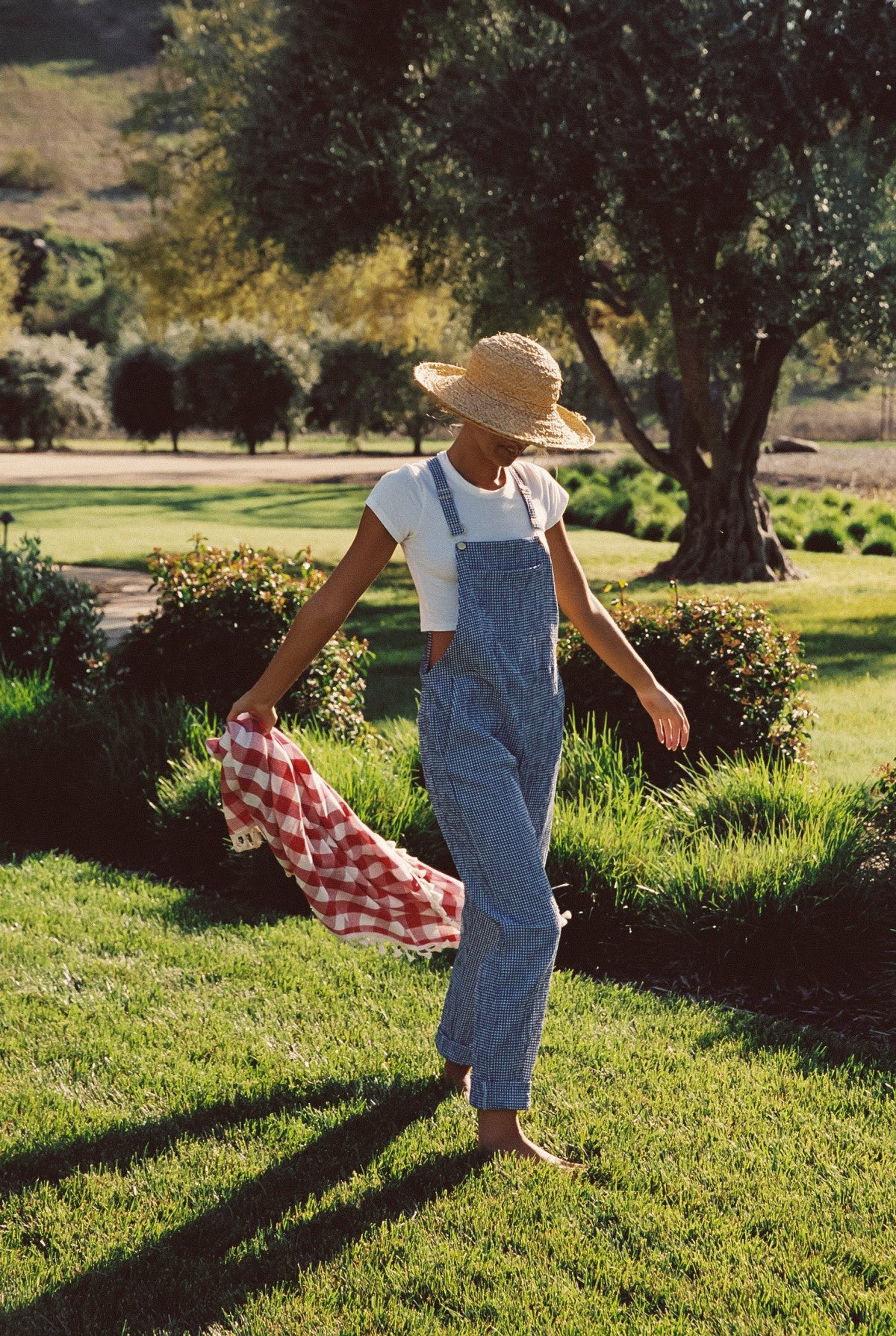 Poppy Full Length Overalls in Blue Gingham / Skatie US