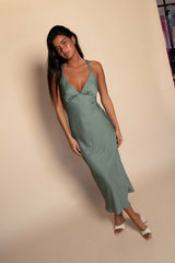 Sabrina Midi Dress Satin in Meadow / Skatie Online