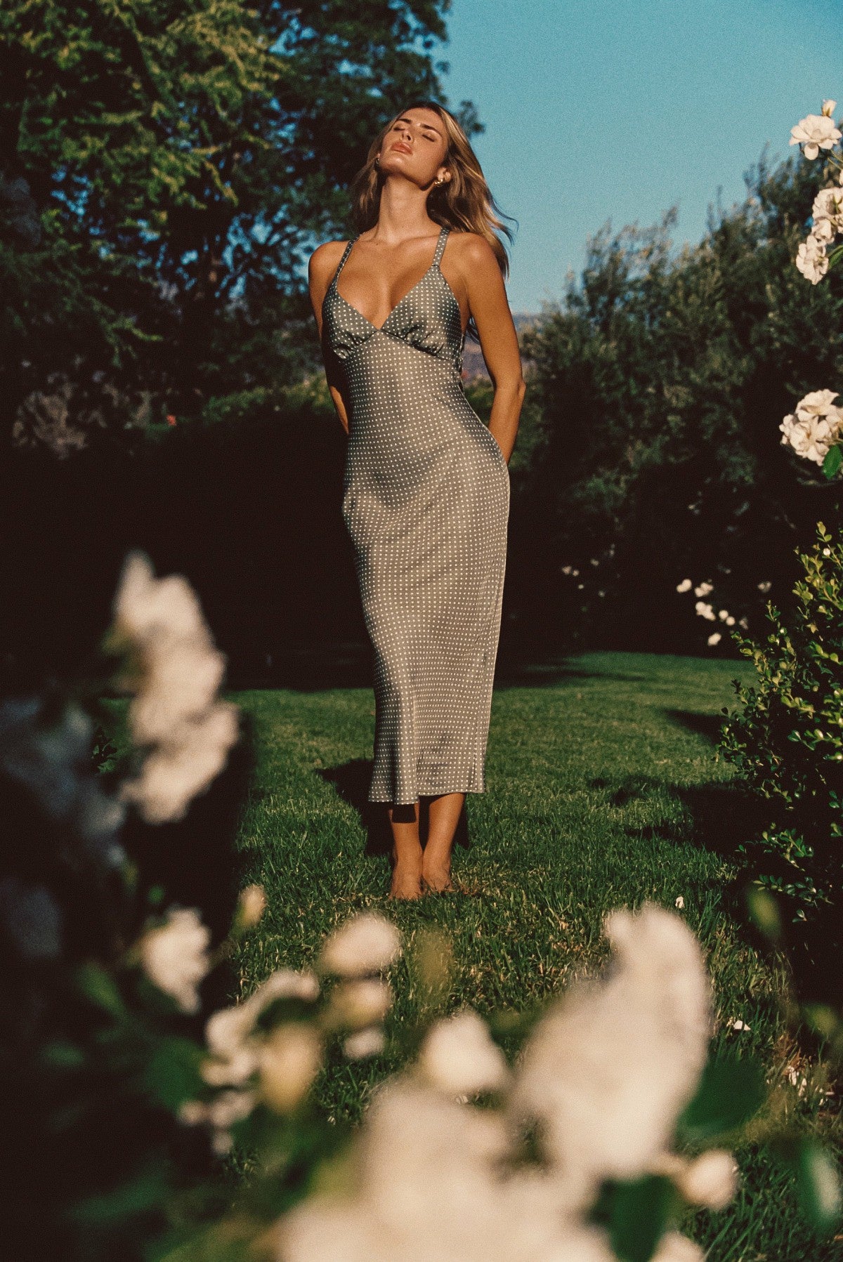 Sabrina Midi Dress Satin in Meadow / Skatie Online