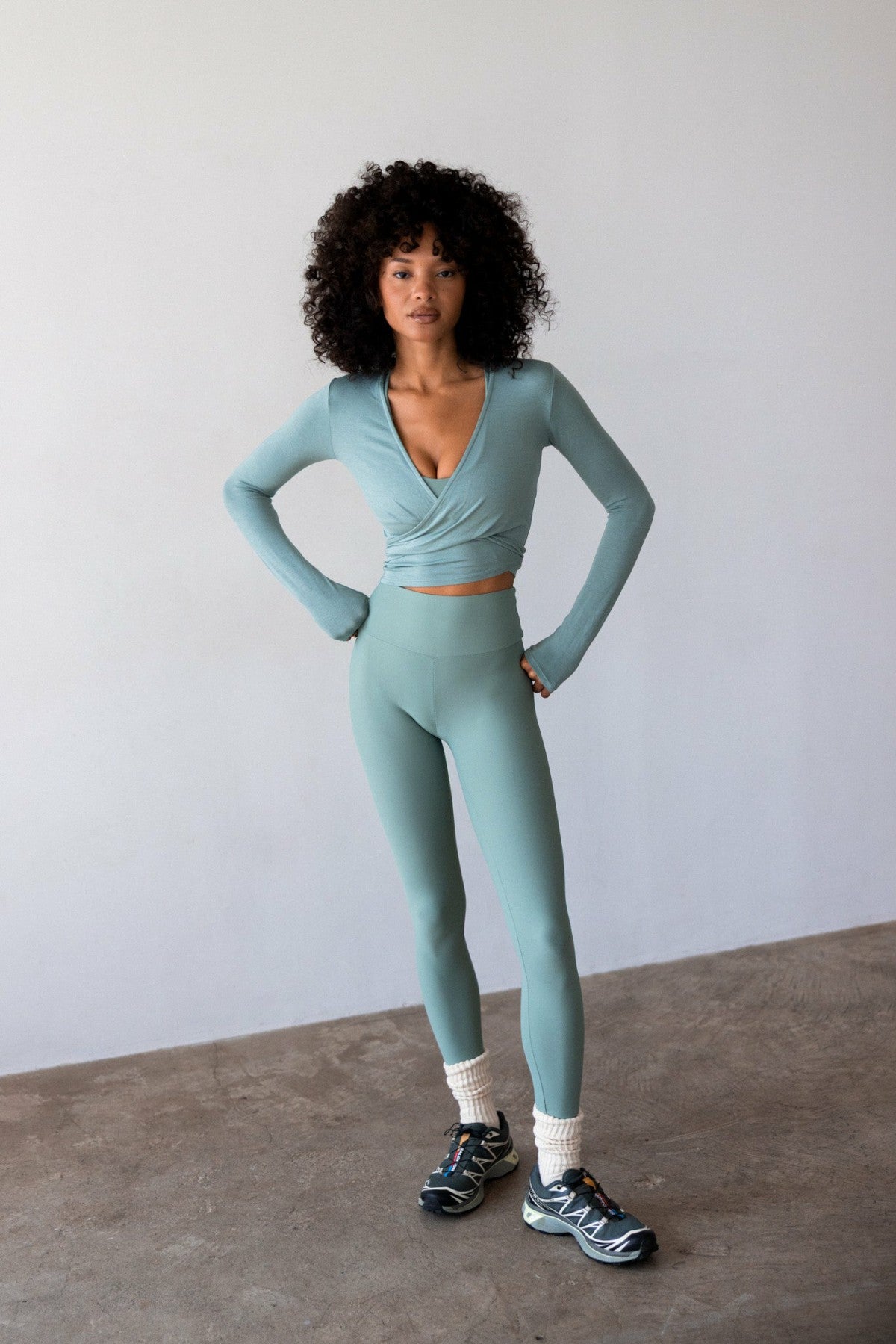 Danielle Wrap Top Jersey in Sage / Skatie Outlets