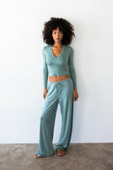 Henley Top Baby Ribbed in Sage / Skatie Discount