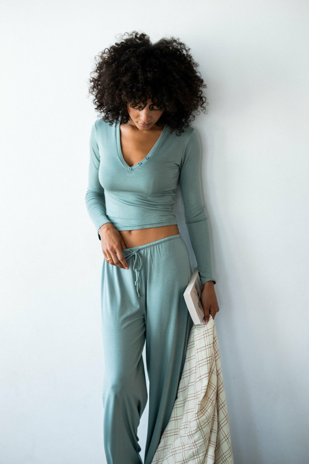 Henley Top Baby Ribbed in Sage / Skatie Discount