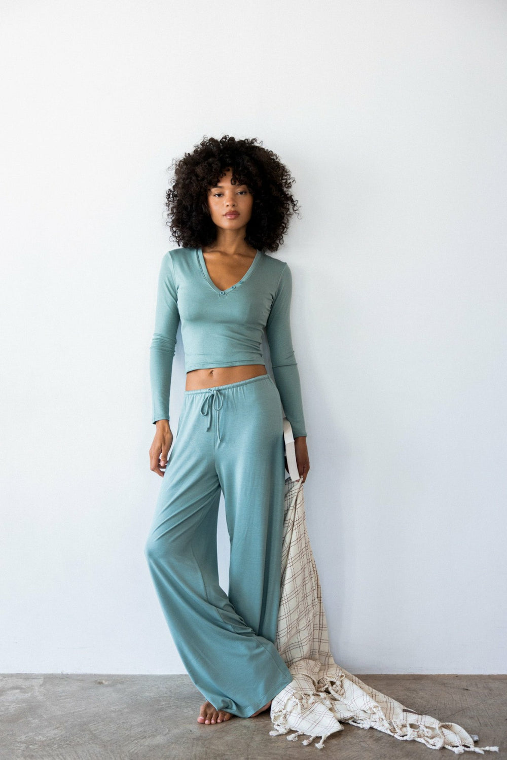 Henley Top Baby Ribbed in Sage / Skatie Discount