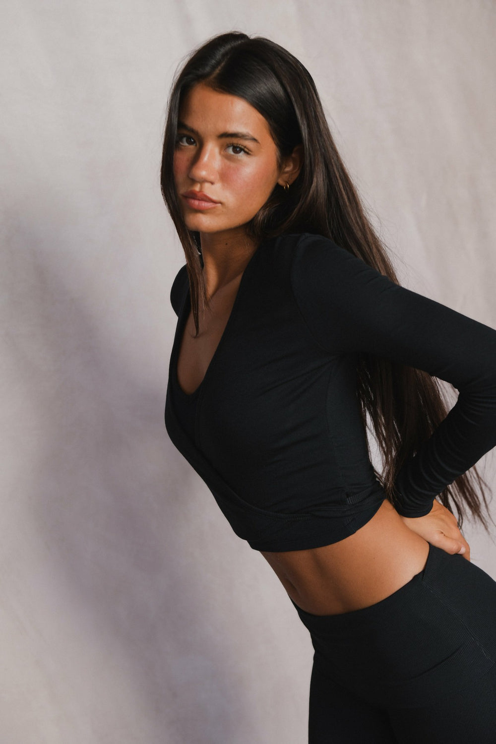 Margot Wrap Top Baby Ribbed in Black / Skatie Online