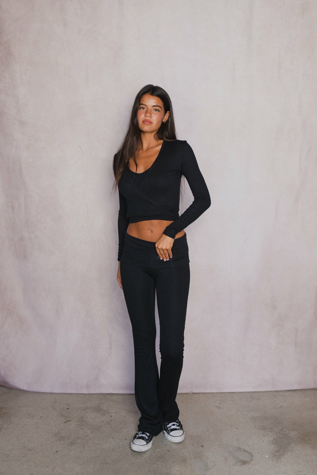 Margot Wrap Top Baby Ribbed in Black / Skatie Online