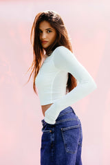 Erica Top Baby Ribbed in White / Skatie US