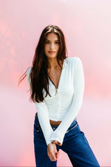 Clara Cardigan Baby Ribbed in White / Skatie Outlets