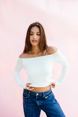 Brandy Top Jersey in White / Skatie Discount