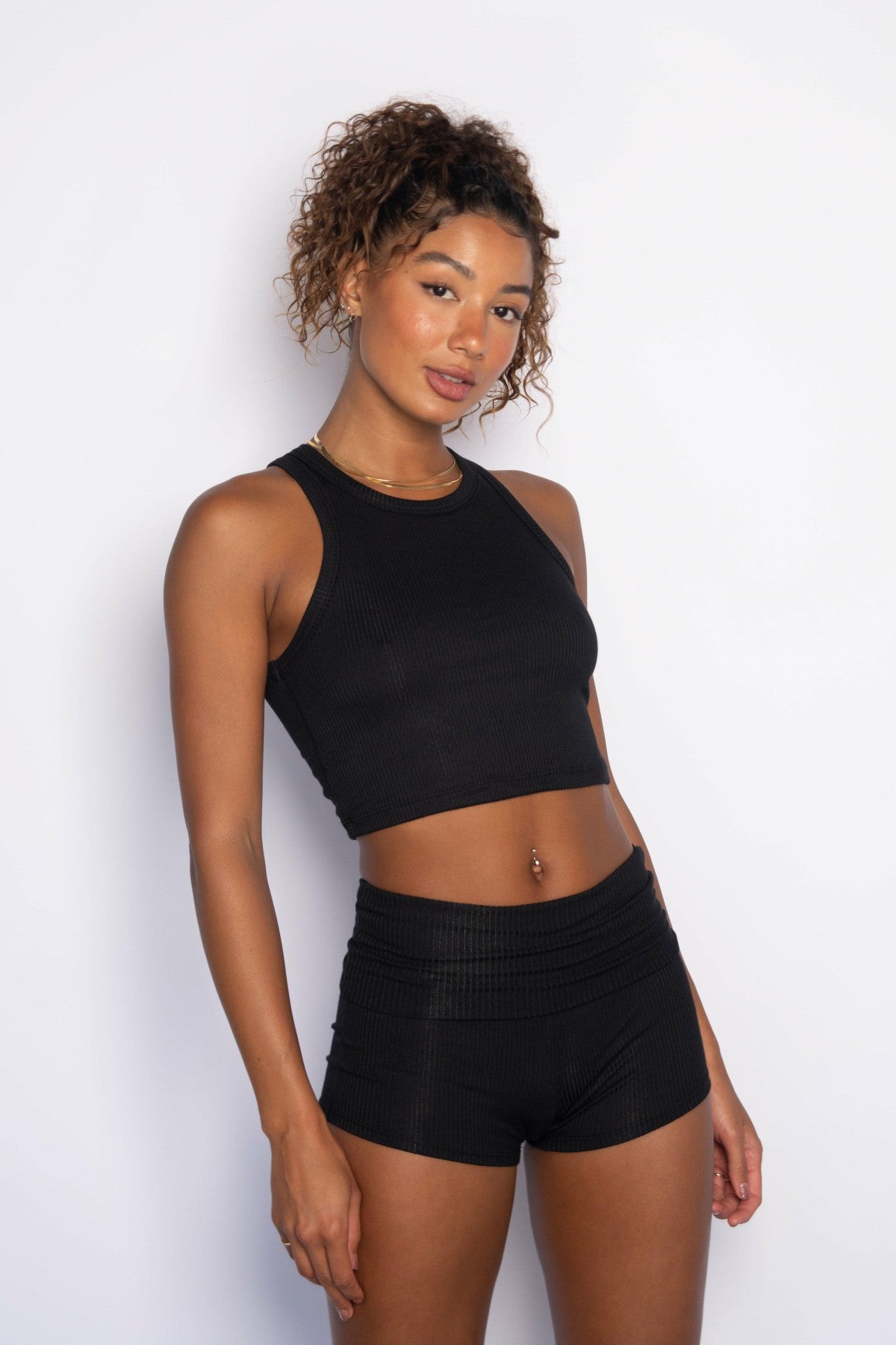 Monica Crop Ribbed in Black / Skatie Sale
