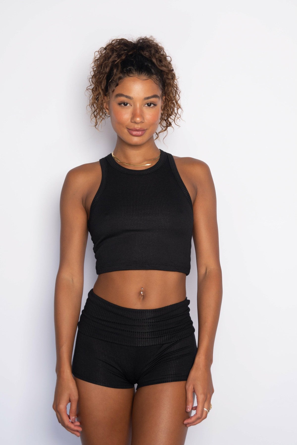 Monica Crop Ribbed in Black / Skatie Sale