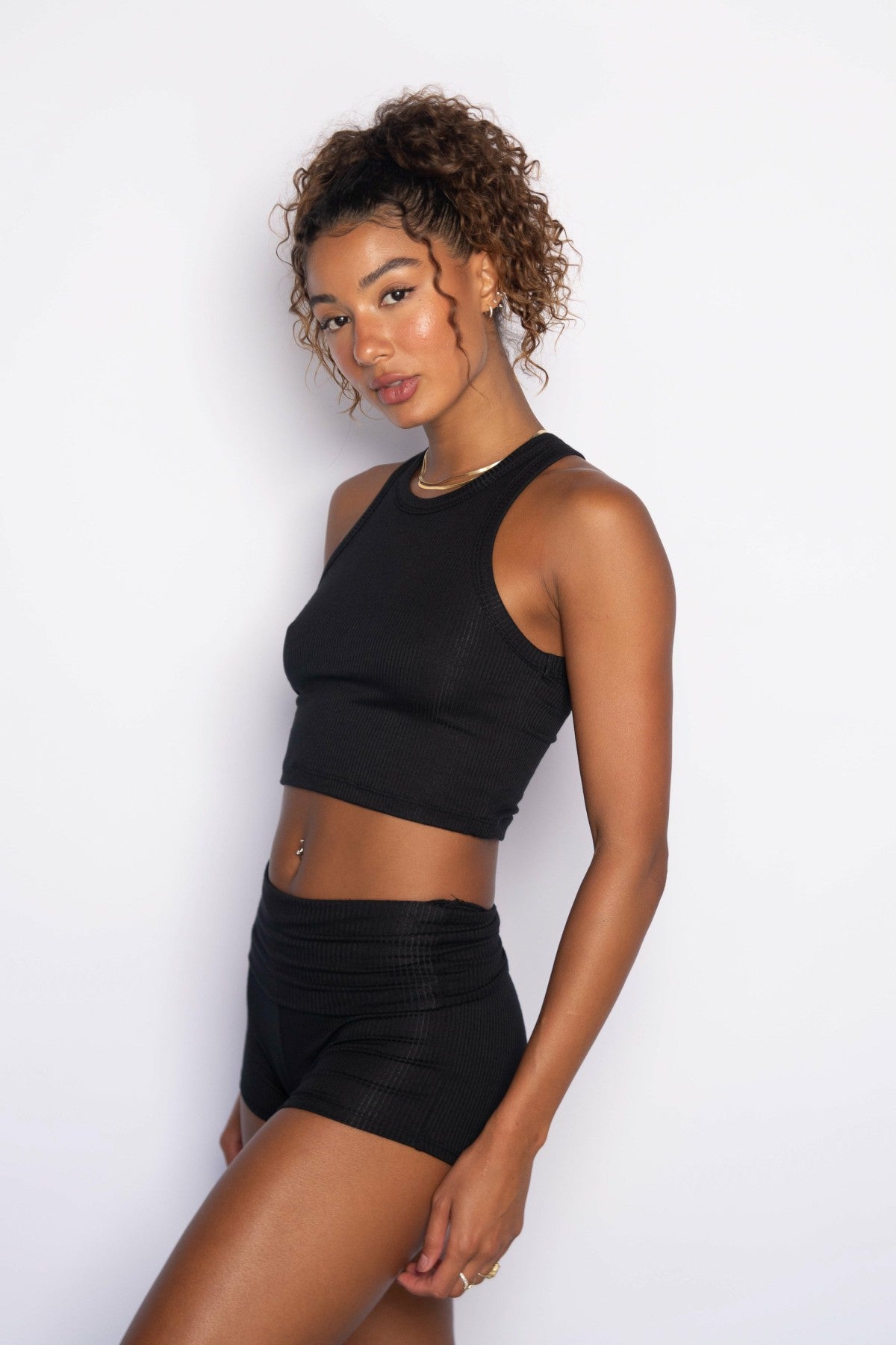 Monica Crop Ribbed in Black / Skatie Sale