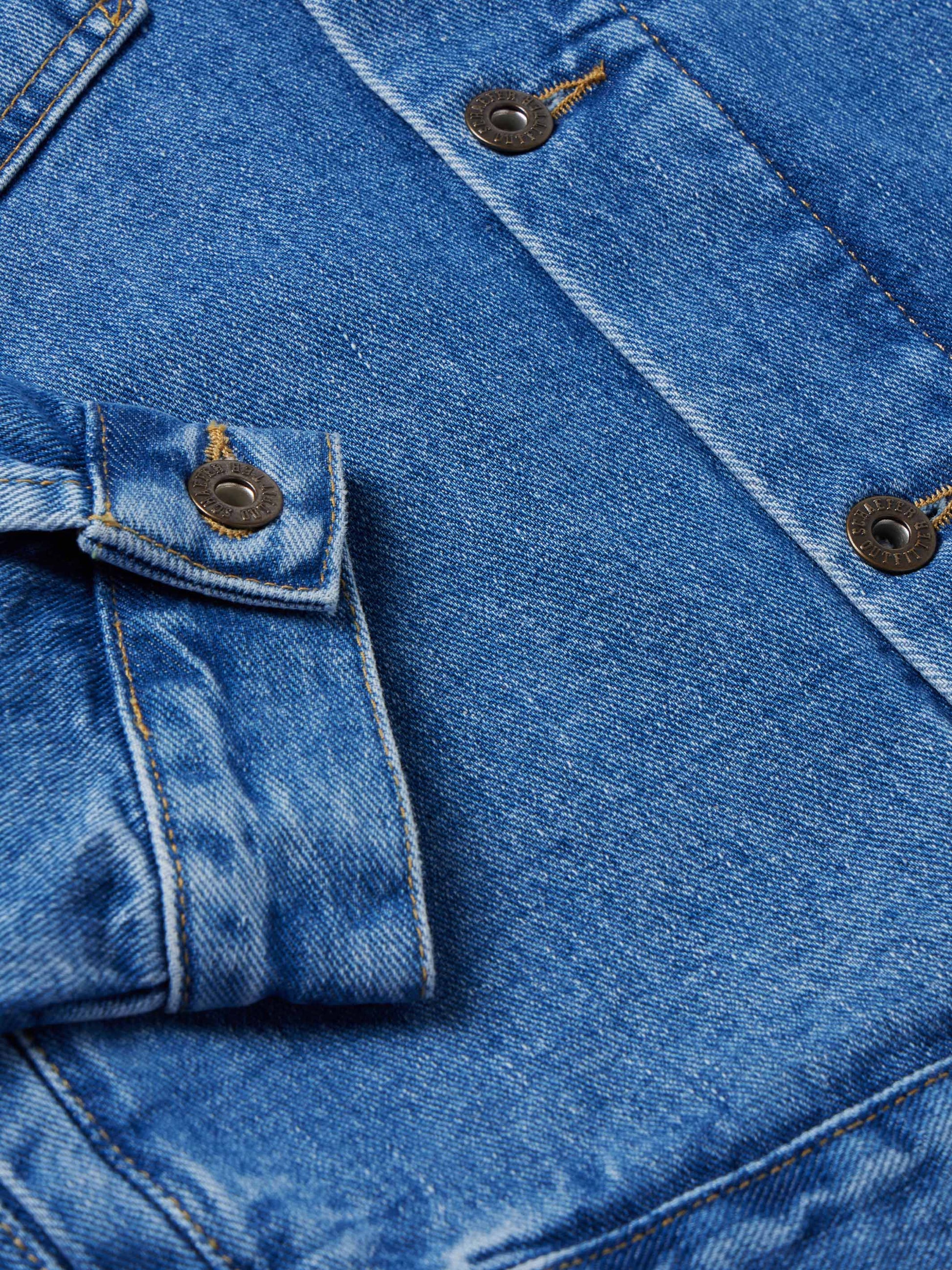 Schaefer Outfitter Legend Denim Jacket | Men's Western Jean Jacket with Leather Collar