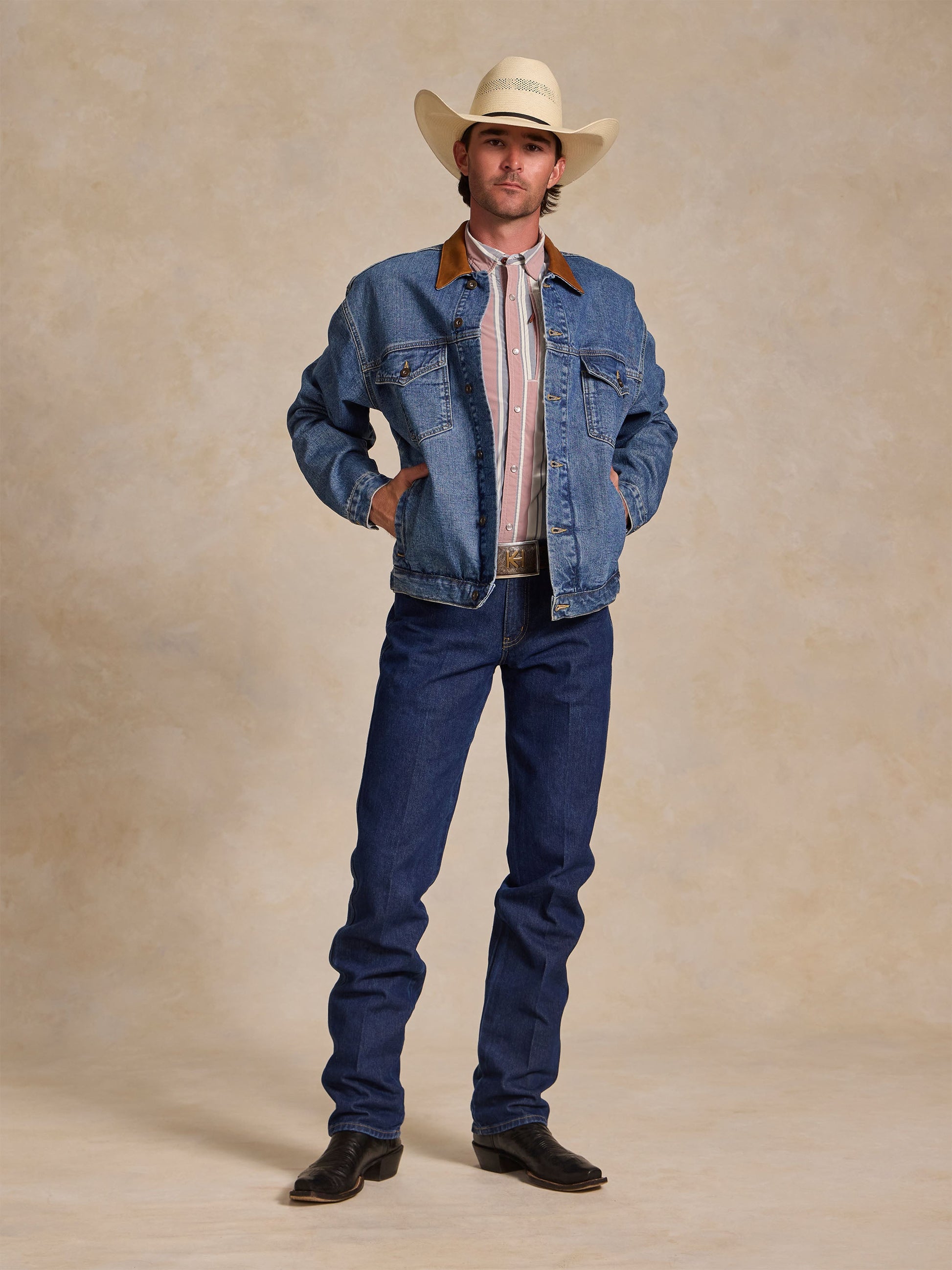 Schaefer Outfitter Legend Denim Jacket | Men's Western Jean Jacket with Leather Collar